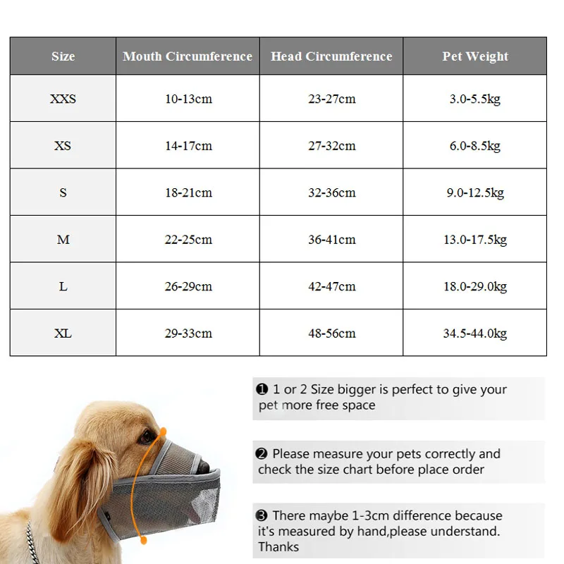 pawstrip Breathable Mesh Dog Muzzle Anti Bark Dog Mouth Mask Stop Chew Protection French Bulldog Pet Mouth Cover Training XXS-XL dog muzzle