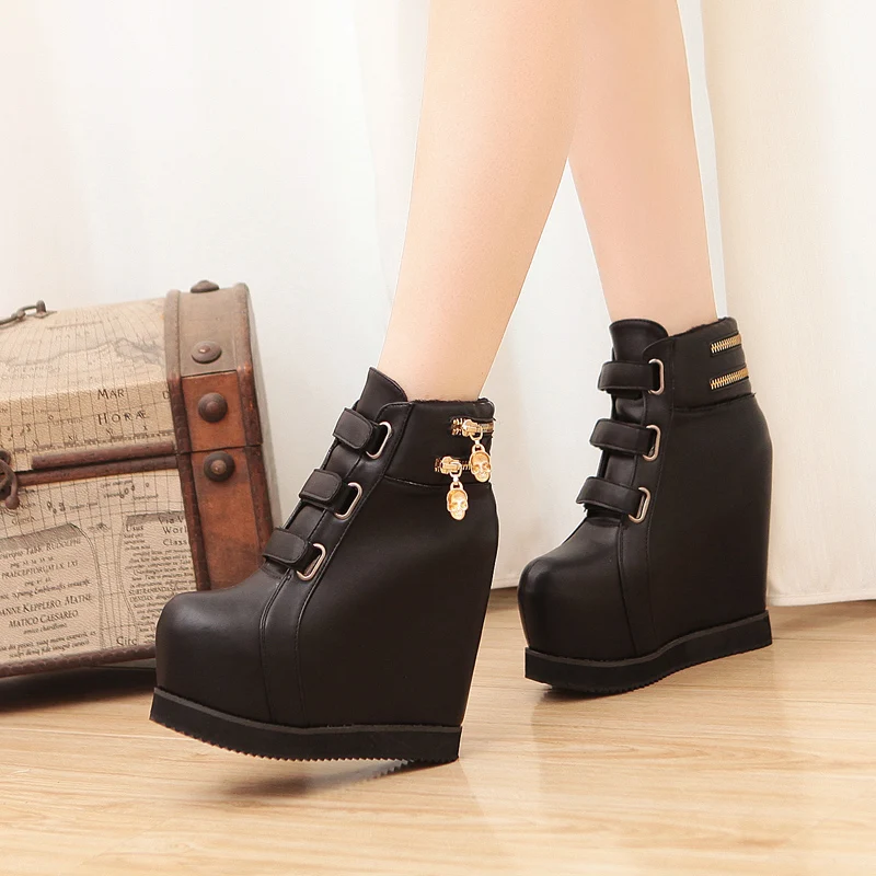 rubber sole wedge ankle boots