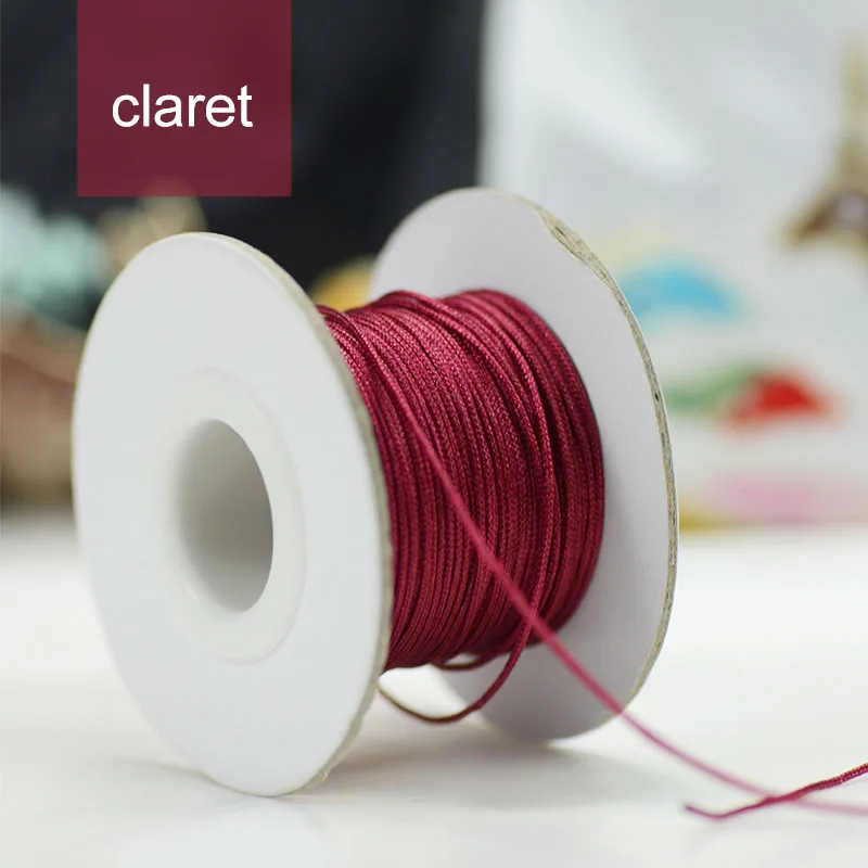 claret 0,8 мм мягкий макраме Шелковый Атласный нейлоновый шнур веревка для DIY браслета ювелирные изделия бисер плетеная нить китайский узел - Цвет: claret