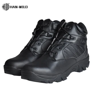 

HAN WILD Winter/Autumn Men Brand Military Leather Boots Special Force Tactical Desert Combat Boats Outdoor Shoes Snow Boots
