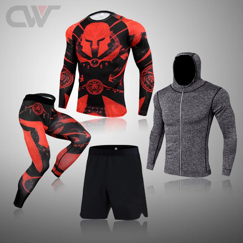 mens matching sets Mens Running Set Compression Thermal Underwear Sport Long Sleeves T Shirts Fitness Rashguard Men Gym Leggings Clothes Tight Suit mens loungewear sets