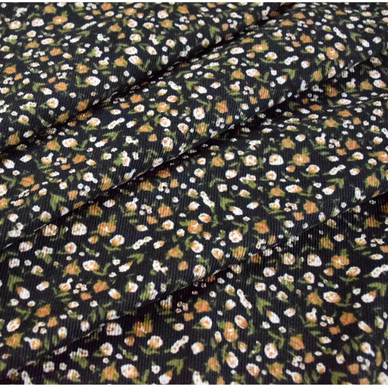 Half Meter Autumn Winter New Design Little Flower Print Cotton Corduroy Fabric For Shirt Coat Face Shoe Surface T1498 Half Meter Autumn Winter New Design Little Flower Print Cotton Corduroy Fabric For Shirt Coat Face Shoe Surface T1498