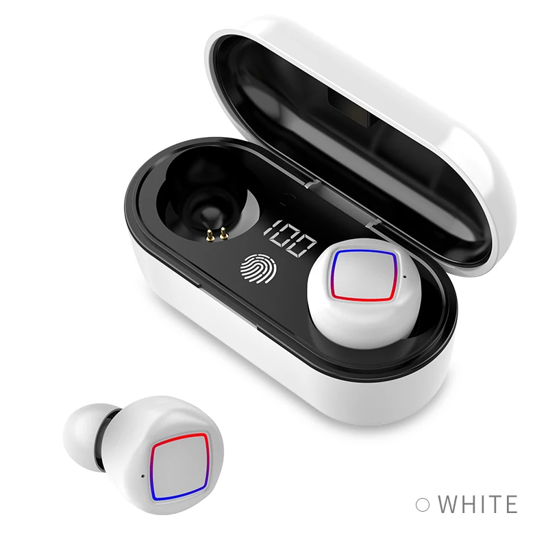 Белый TWS 5,0 Bluetooth наушники IPX6 Водонепроницаемая гарнитура светодиодный цифровой дисплей Беспроводные наушники с сенсорным управлением спортивные наушники - Цвет: Белый