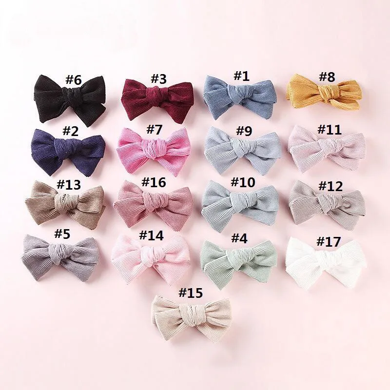 

17pcs/lot Solid Corduroy Bow Hair Clips For Girls Lovely Bowknot Hair Accessories Solid Headwear Kids Hairpins