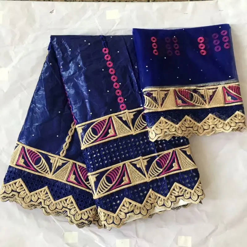 Африканская ткань кружево бассейна riche getzner bazin brode getzner guinea brocade Ткань Белая нигерийская кружевная ткань 7 ярдов/setHFZ-3
