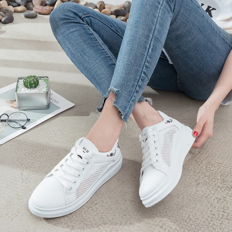 

2019 New Style White Shoes Women's Summer Breathable Korean-style Casual Versatile Mesh Hollow out Students Shoe WOMEN'S Shoes S