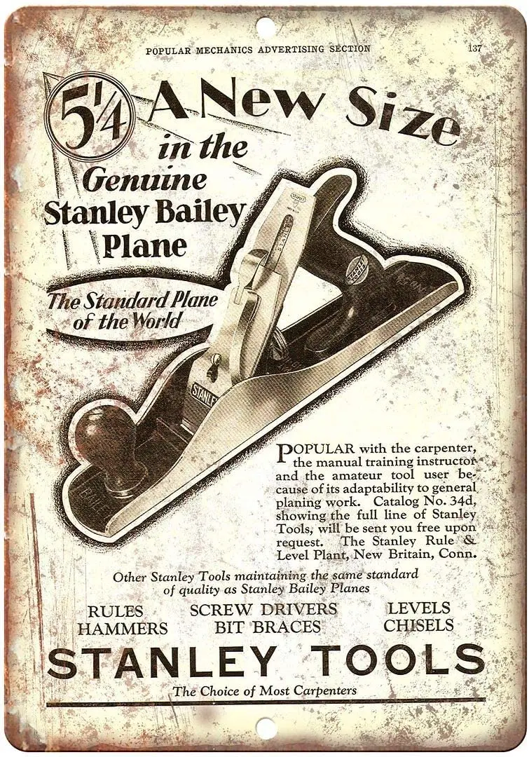Stanley Tools Wood Plane Vintage Ad 10 