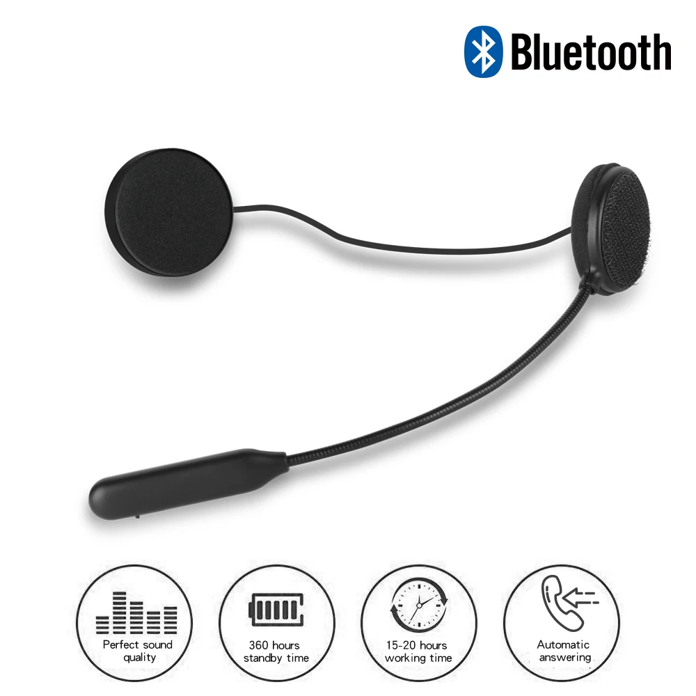 Наушники для мотоцикла, наружные наушники для шлема Bluetooth 5,0 стерео музыка и автоматический ответ на мотоциклетный шлем домофон