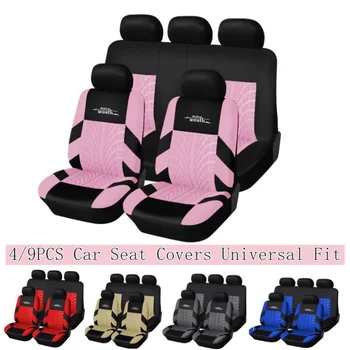

Universial Car Seat Covers Full Set Tyre Track Embossed Auto Seat Covers Suit for Car Truck SUV Van Durable Polyester Material