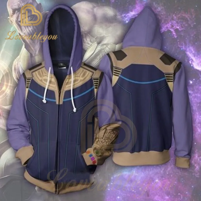

Avengers Endgame Super Villain Thanos Battle Suit 3D Hoodies Cosplay Costume Sweatshirts for Men Hip Hop Streetwear Hoodie
