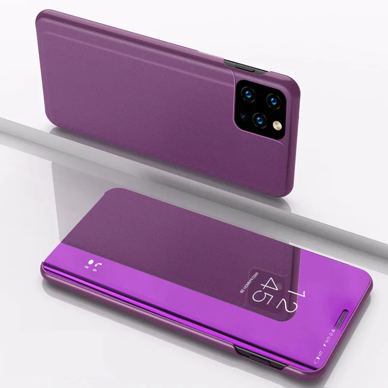 Зеркальный флип-чехол для телефона для iPhone 11, прозрачный вид, полная Защита, Чехол для мобильного телефона для iPhone 11Pro/11 Pro Max Smart PU+ PC Capa - Цвет: Purple
