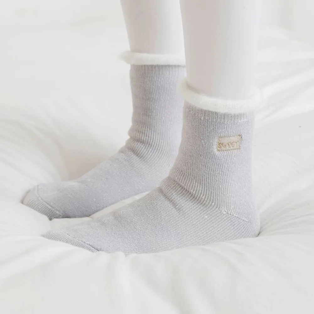 Зимние женские носки ORLVS, бархатные женские носки, calcetines mujer divertido, толстые теплые носки с оборками,#4