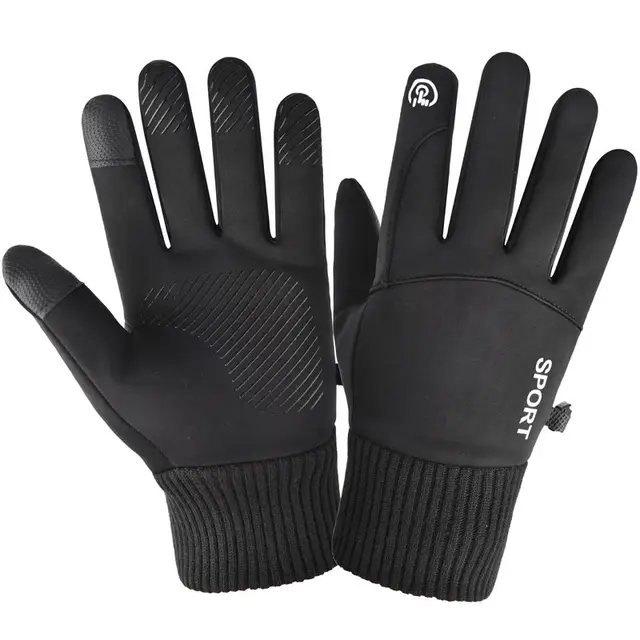 Winter Waterproof Men's Gloves Windproof Sports Fishing Touch Screen Driving Motorcycle Ski Non-slip Warm Cycling Women Gloves black