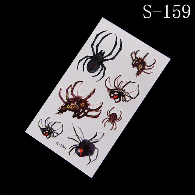 Color Spiders Disposable Tattoo Stickers Insects Large Pattern Water Transfer Temporary Tattoos Sticker