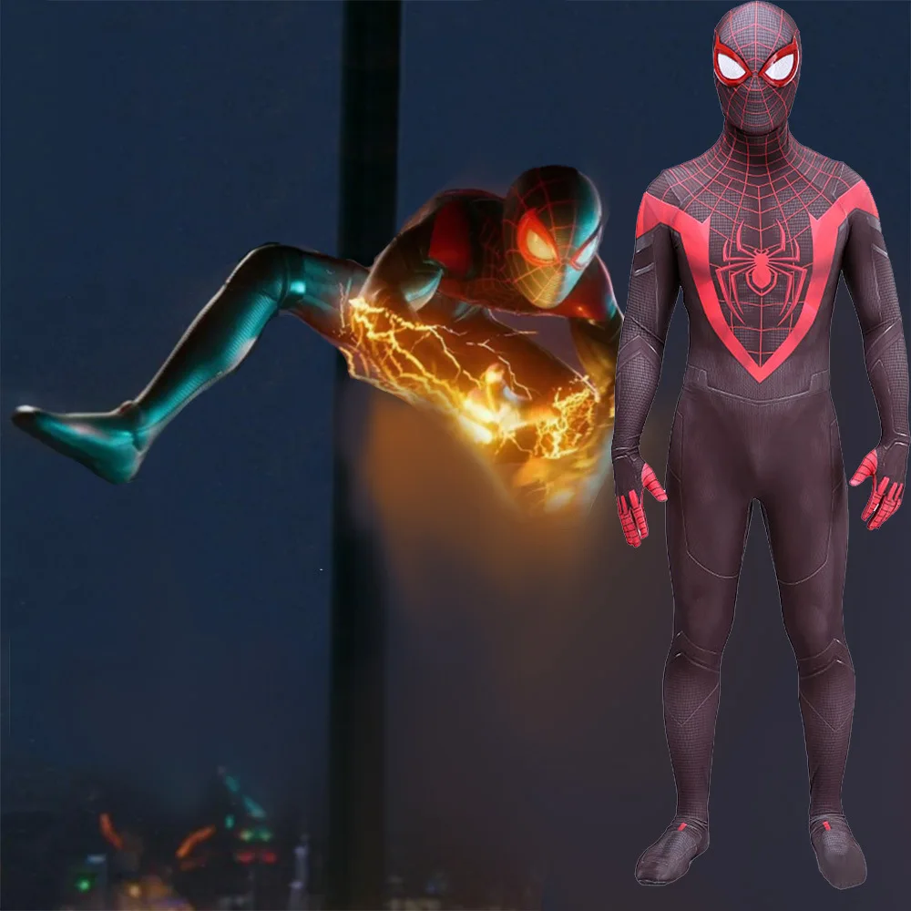 

Косплей костюм Человека-паука PS5 майль Моралес спандекс костюмы зентай комбинезон для супергероев костюм на Хэллоуин косплей для взрослых