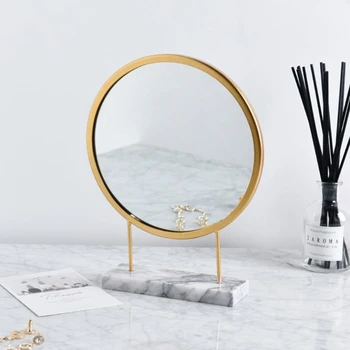 

Makeup Mirror Nordic Ins Marble Multifunction Round Mirror Iron Dressing Table Bedroom Room Decoration Standing Mirror