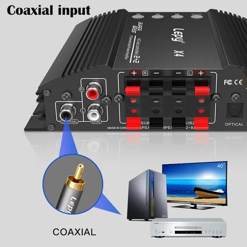 HIFI 5.0 블루투스 파워 앰프, 광섬유, 동축 입력, 2.1 오디오 앰프, 듀얼 서브 우퍼 출력, 4 채널 3
