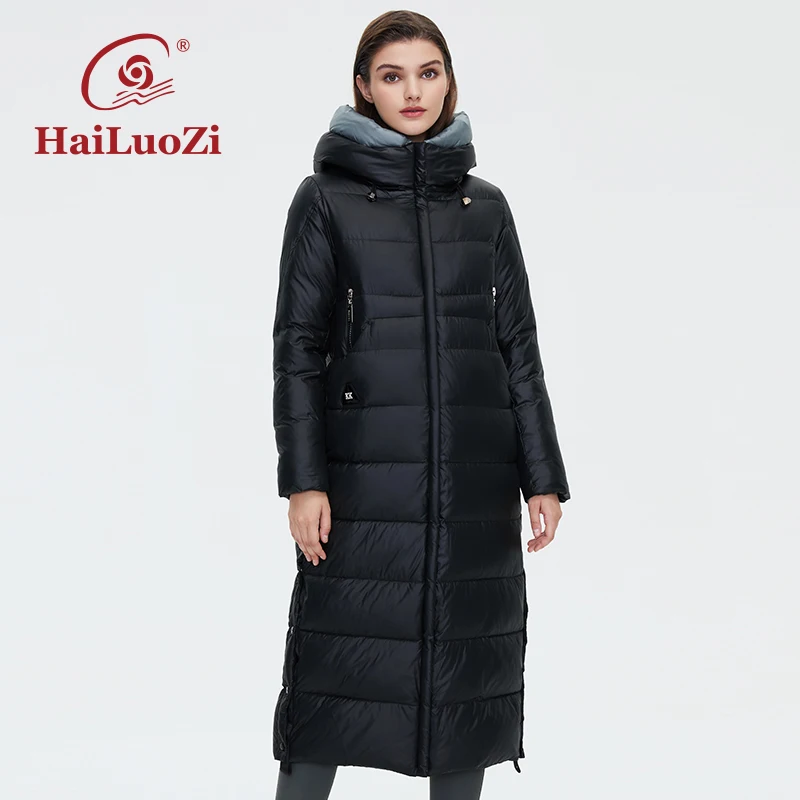 HaiLuoZi 2021 женская зимняя куртка длинное Стильное женское пальто плотное модное