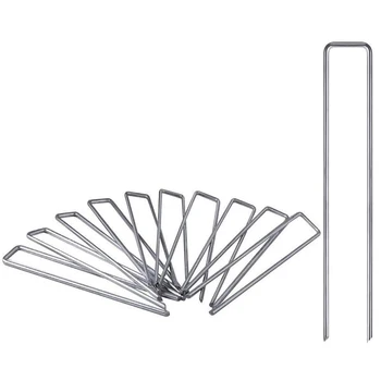

6 Inch Galvanized Landscape Staples 200 Pcs Garden Stakes Heavy-Duty Sod Pins Anti-Rust Fence Stakes for Weeds Barrier