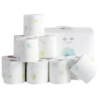 

12 Rolls Toilet Paper No Fluorescent Agent Soft Stronge 3-Ply Sheets Bath Tissue Beautiful and Romantic Printing