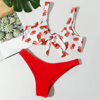 

Women Bikini Set Cute strawberry Costume Padded Bathing Suits Women Swimwear Push Up Triangle Swimsuits Beachwear Monokini
