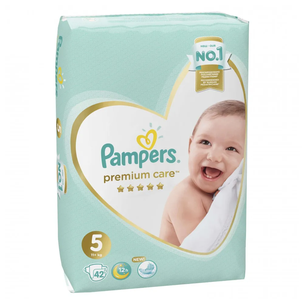 Подгузники Pampers Premium Care Размер 5, 11-16кг, 42 штук