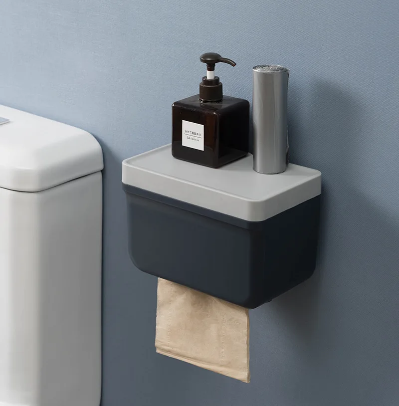 

Toilet Paper Holder Waterproof Wall Mounted Toilet Paper Tray Roll Paper Tube Storage Rack Tissue Box Shelf Bathroom with Holder