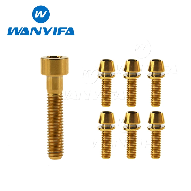 Титановый "Wanyifa"/Ti болты для штока и гарнитуры-7 шт.(6 шт. М5x16 мм и 1 шт. М6x35 мм) Золотой Радужный черный синий