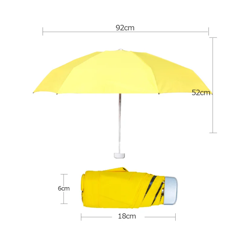 Сверхлегкий Пятикратный зонт складной зонтик, УФ Защита от солнечного дождя двойной карманный зонт от солнца