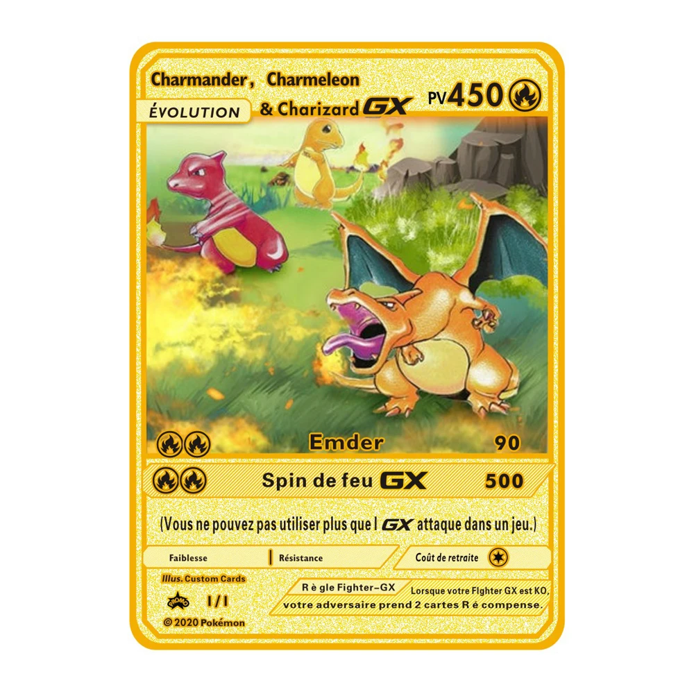 Новые металлические подарочные карточки с покемонами коллекция детских игр Vmax