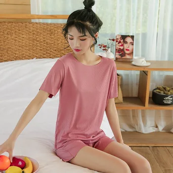 

Satin Pajamas Solid Home Suit Shorts Women Sleepwear Set Silk Pyjamas Nightwear Women's Summer Suit Teenage Girls Clothes Pijama
