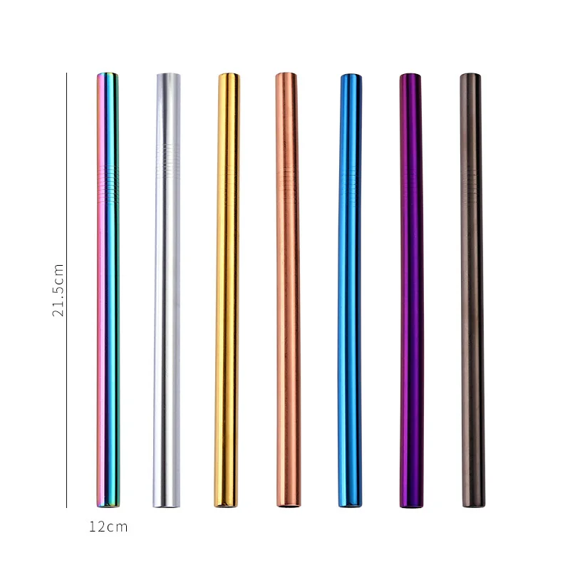 100 шт 8,5 дюймов соломинки из нержавеющей стали диаметр 12 мм многоразовые, для питья соломы пузырьковый чай молоко чай металлическая соломинка+ 100 шт щетка по DHL