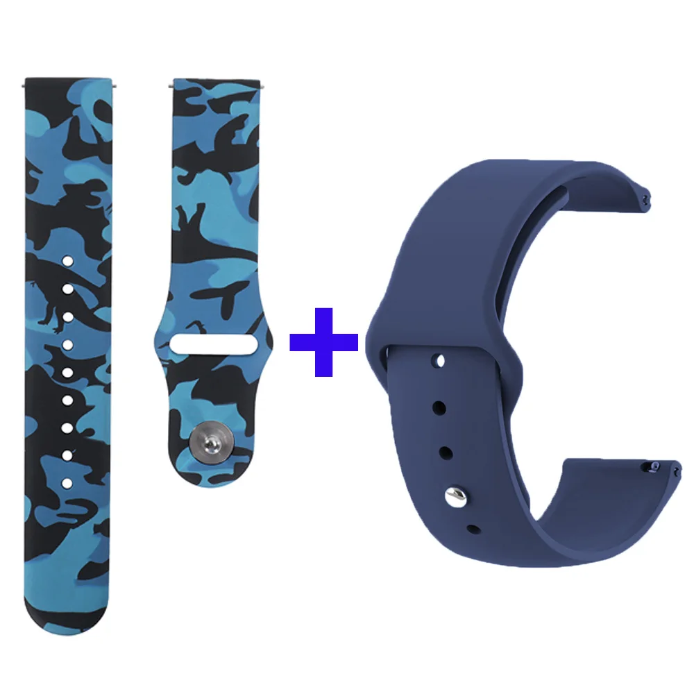 Micai blue-navyblue 2 шт. ремешок для часов с розовыми цветами для Amazfit Bip/GTR 42Mmm samsung gear S2 classic/gear Sport/Galaxy Watch 42 мм ремешок для часов - Цвет: Micai blue-navyblue