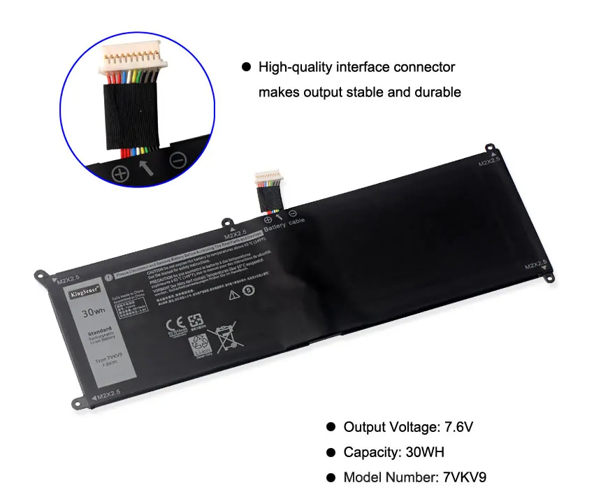 Bateria do Portátil de Kingsener 7vkv9 9tv5x para Dell Latitude Xps 12 7000 7275 9250 Série Notebook 7vkv9 7.6v 30wh - Imagem 4