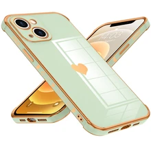

Luxury Gold Plating Side Heart Pattern Case for iPhone 11 12 13 Pro Max 12 Mini X Xs Xr 7 8 Plus Shockproof 6D Silicone Cover