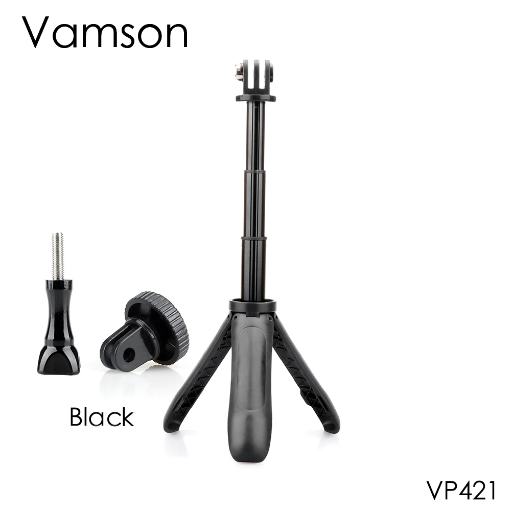 Black Vamson для Gopro Hero 7 6 5 черный для DJI OSMO экшн выдвижная ручка Штатив карманный Полюс Мини селфи палка для Xiaomi yi VP421 - Цвет: Black