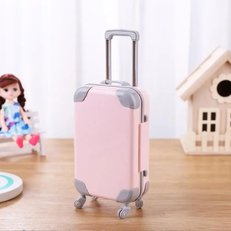 Mini Plastic Suitcase Luggage Play Miniature Dollhouse Toys Travel Girl Doll Accessory Toys for Children Birthday Christmas Gift