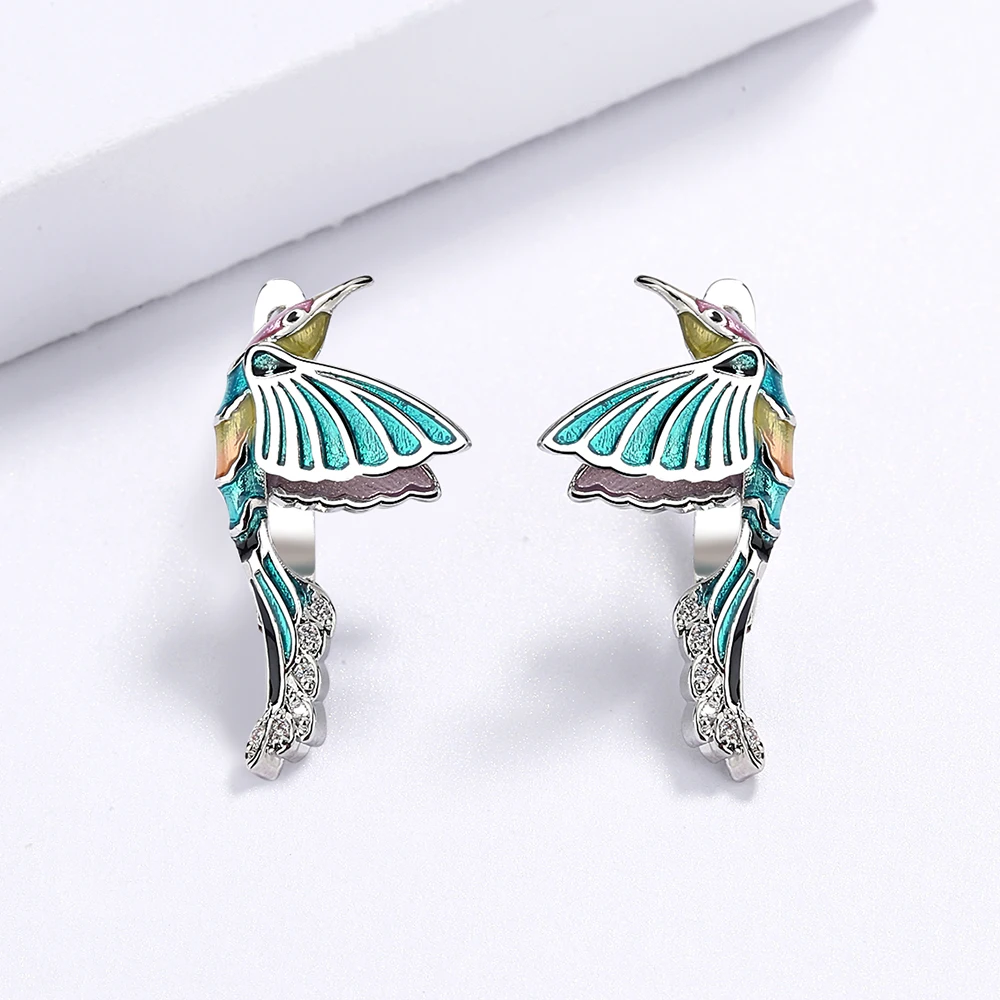 Orecchini In Argento 925 Con Pietra Di Luna - Gatto, Colibrì