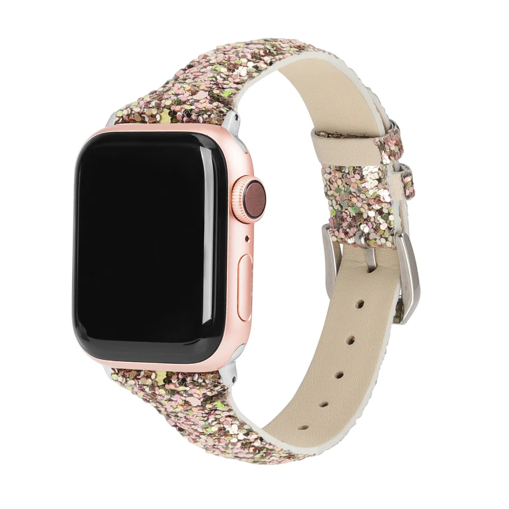 38 мм 40 мм 42-44 мм, ремешок для наручных часов Apple Watch Series 5/4/3/2/1 кожаный Bling наручных часов iwatch, ремешок для наручных часов с блестящими сверкающими стразами, с ремешком - Цвет ремешка: Cgold