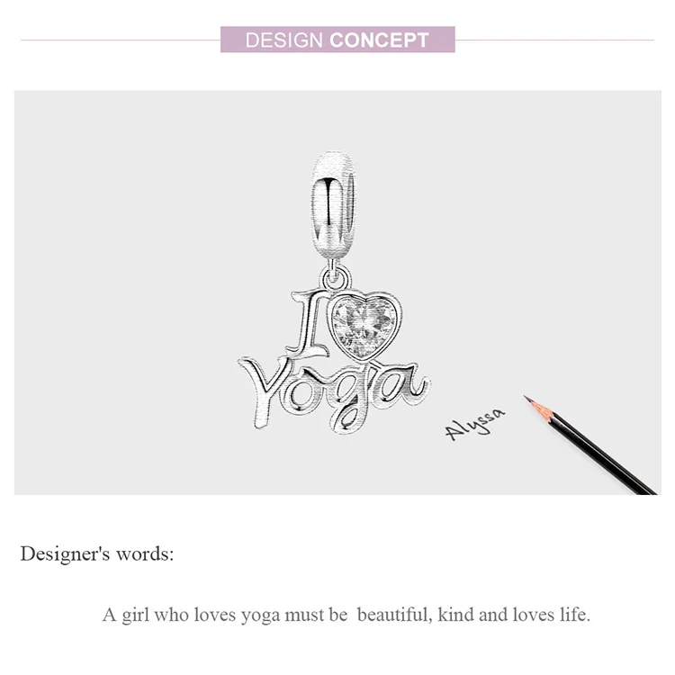 MOWIMO 925 пробы серебряные браслеты с бусинами I Love Yoga, подвески Pandora, серебро 925, оригинальная подвеска, ожерелье, ювелирное изделие BKC1289