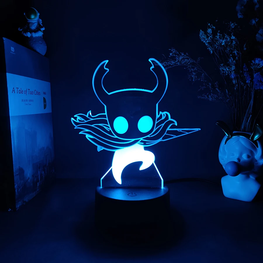 dinosaur night light Hollow Knight Figurine Player Hornet DIY Drawing Art Laser Engraved Acrylic Upward Lighting LED Sensor Lights Computer Desk Lamp Night Lights