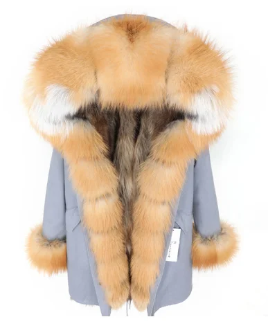 Лисий Мех подклад куртки длинное пальто с мехом Женская съемная теплая парка Толстая теплая Свободная верхняя одежда зимняя женская одежда - Цвет: 20