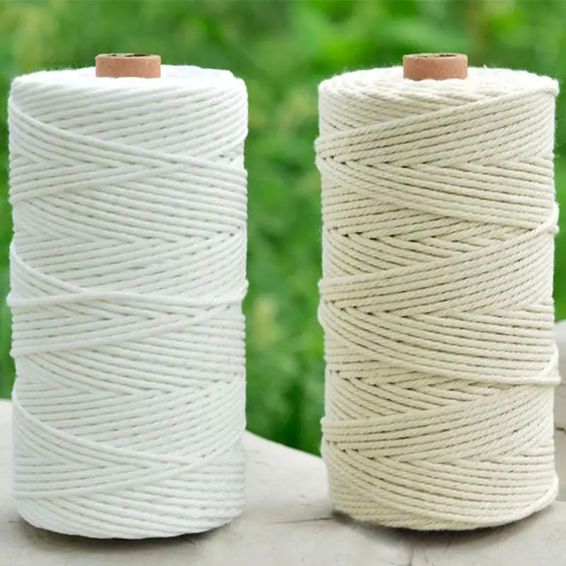 

Durable 200m White Cotton Cord Natural Beige Braided Cord Rope Craft Macrame String DIY Handmade Home Decorative supply 1 2 3mm