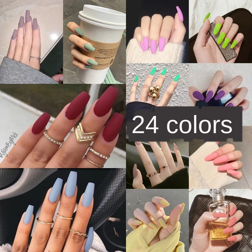 Cut Rate Fake Nails Stiletto-Tips Coffin-Stick-Display Glue Clear-Press False Matte Full-Cover aKwjMgyLYQA