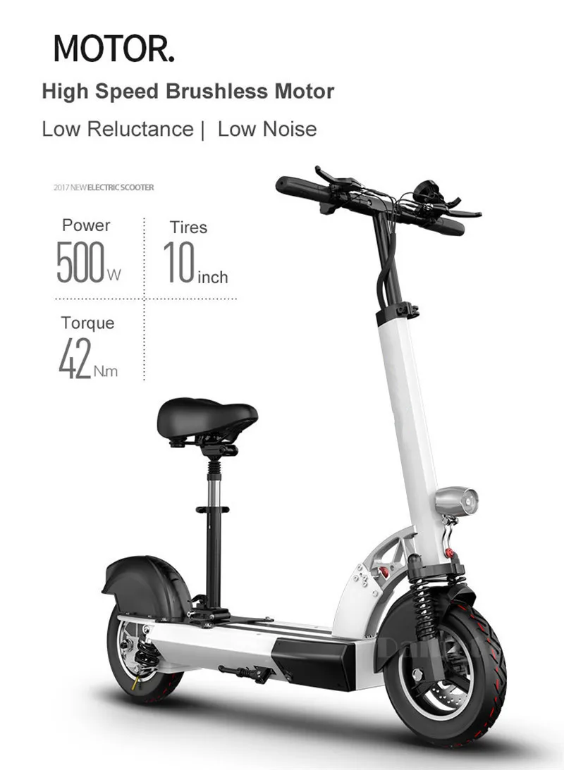 Daibot Folding Electric Bike 48V Two Wheel Electric Scooters 10 inch Motor 500W Portable With Seat Electric Scooters Adults      (18)