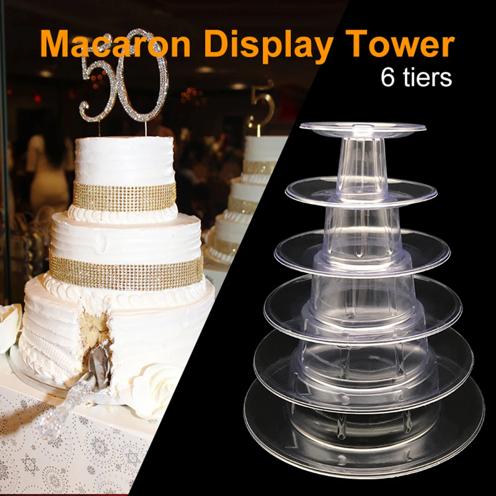 Urijk 4/6 Tiers Macaron Tower Macaroon Display Cake Stand Cupcake Display Rack Holder Birthday Part