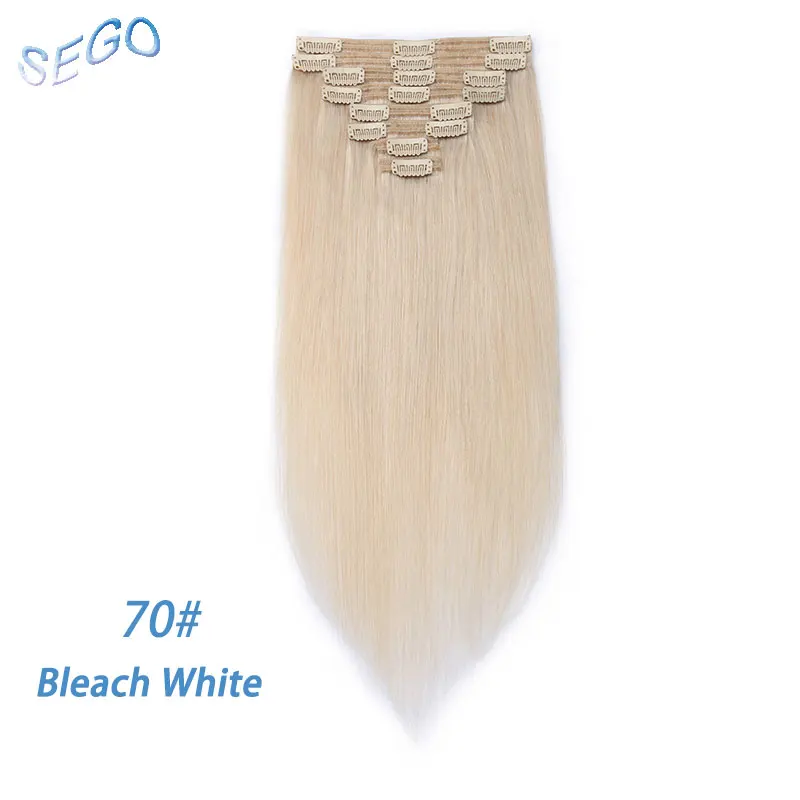 70 SEGO 110g-170g прямолинейный скрепка в Пряди человеческих волос для наращивания волосы double Drawn волосы на заколках-Реми человеческих волос 8 шт./компл. 1"-24" - Цвет: 70