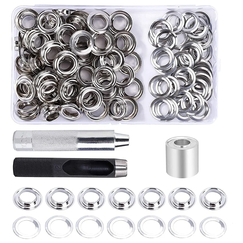 100 Sets Grommet Tool Kit Grommet Setting Tool and Grommets Eyelets for