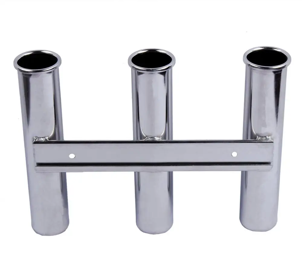 3 Tube Rod Holder Triple Stainless Steel 316 Vertical Multi use Fishing