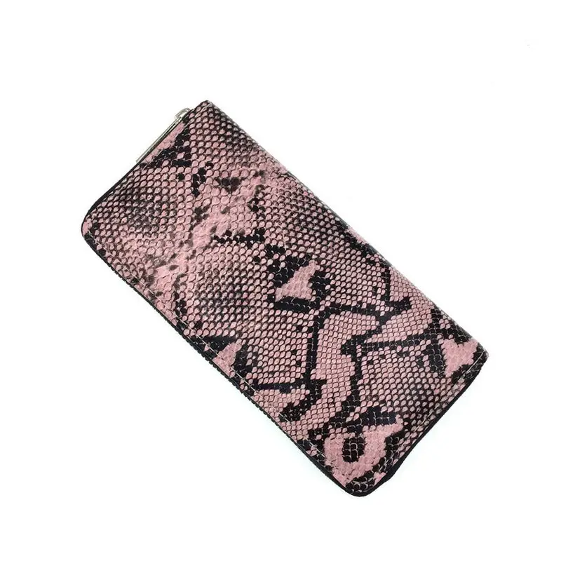 KANDRA Python Leather Long Wallet Women Snake Skin Print Ladies Wallets Zipper Phone Pouch Clutch Purse Card Holder Female Purse